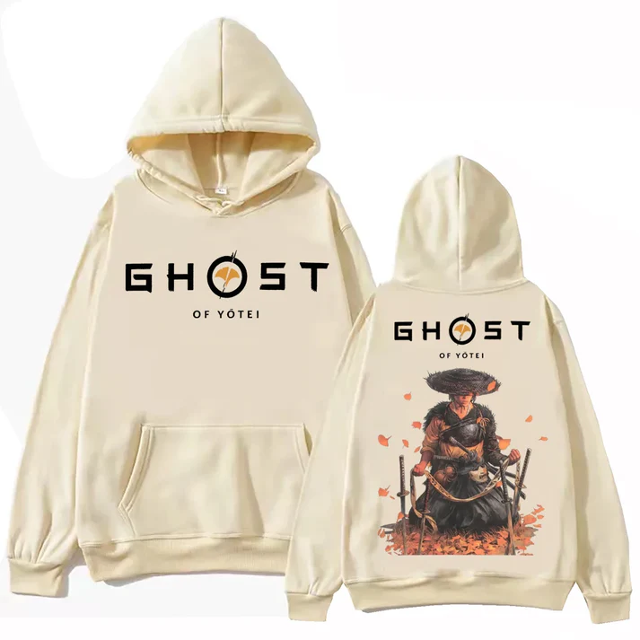 Ghost of Yotei Atsu Sakai Clan Beige Hoodie — Premium Streetwear by Huzi Style