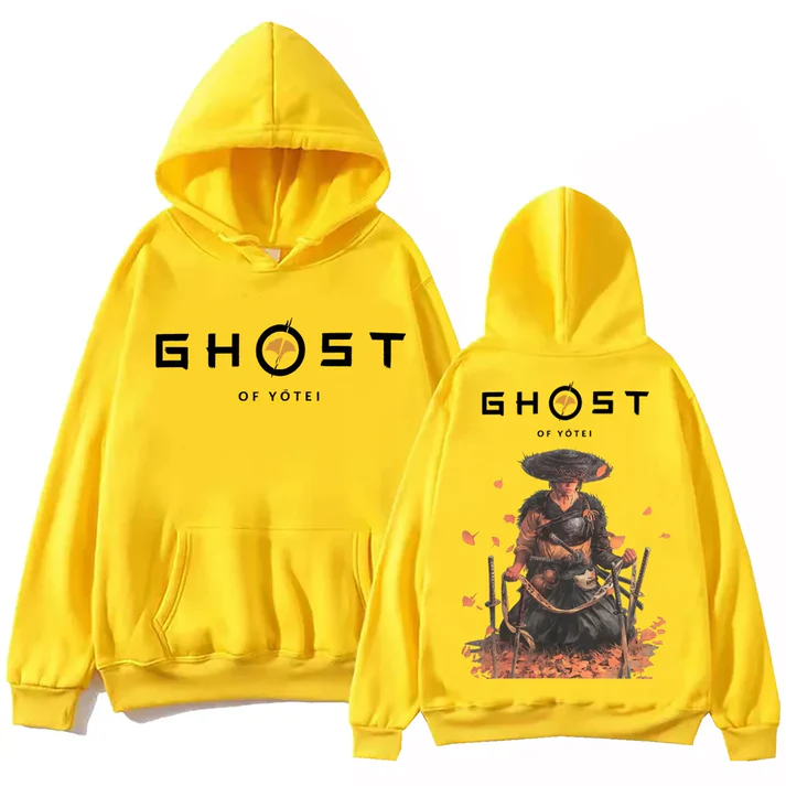 Ghost of Yotei Atsu Sakai Clan Yellow Hoodie — Premium Streetwear by Huzi Style