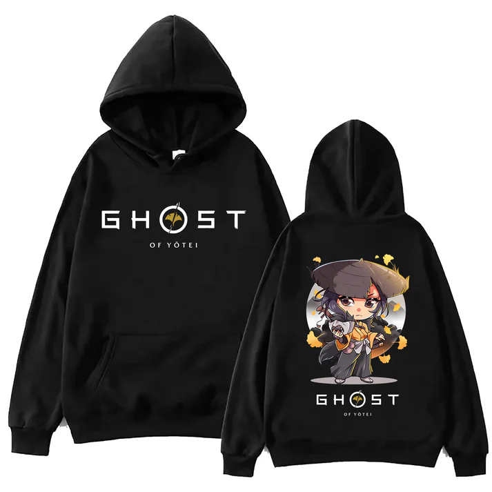 Ghost Of Yotei Kawaii Black Hoodie — Premium Streetwear by Huzi Style