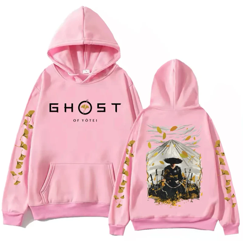 Ghost of Yotei Pink Hoodie – Atsu & Mount Yotei — Premium Streetwear by Huzi Style